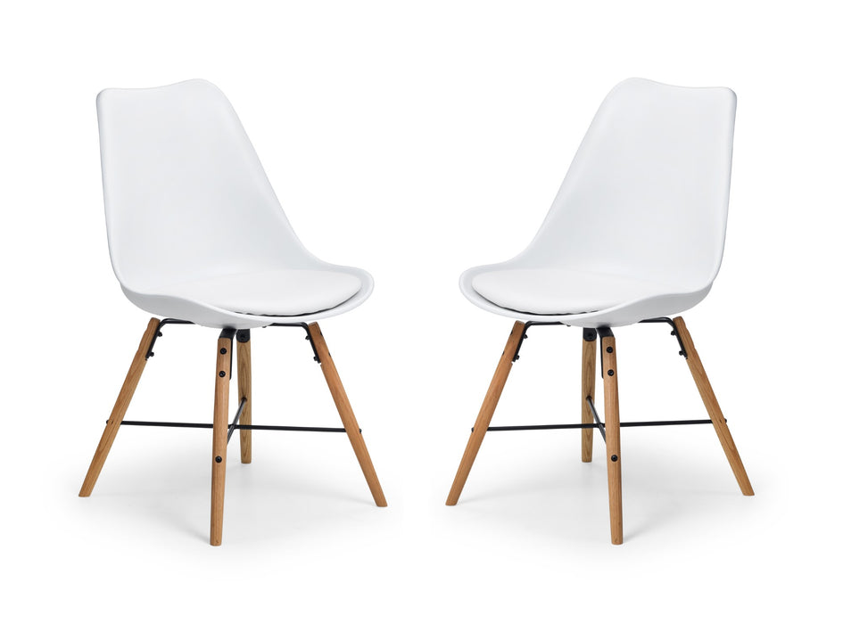 Set Of 2 Kari Dining Chairs - White Seat & Oak Legs