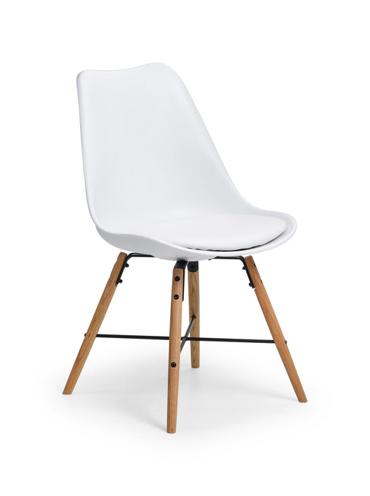 Set Of 2 Kari Dining Chairs - White Seat & Oak Legs