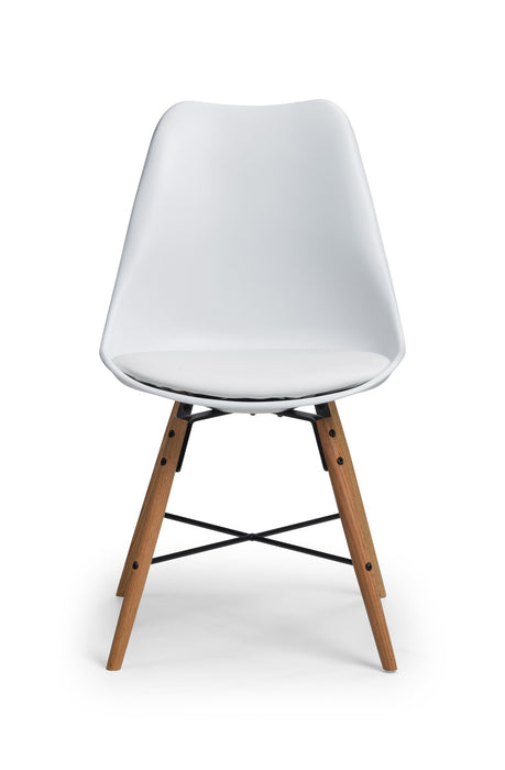 Set Of 2 Kari Dining Chairs - White Seat & Oak Legs