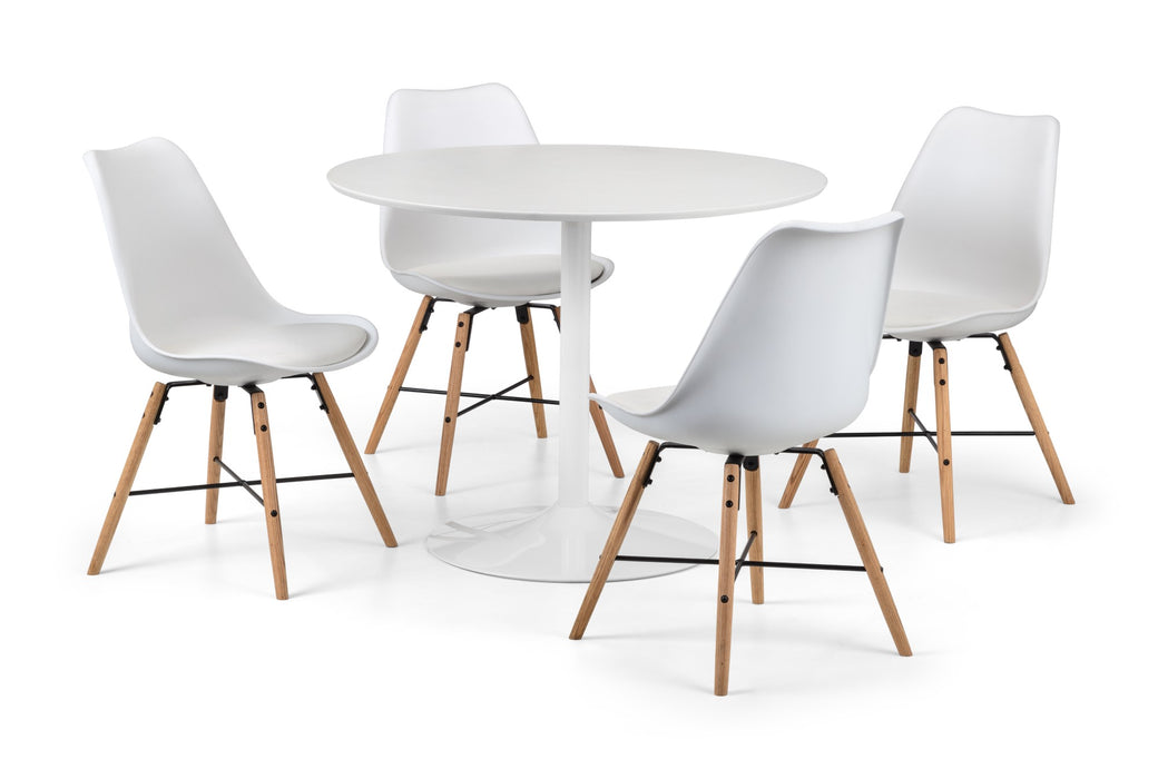 Set Of 2 Kari Dining Chairs - White Seat & Oak Legs