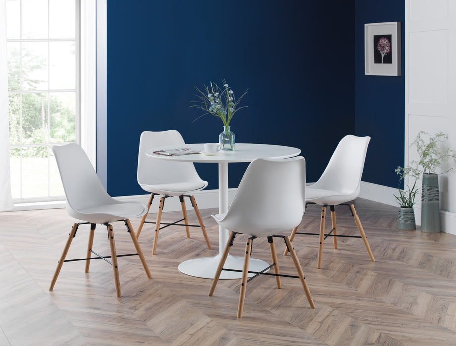 Set Of 2 Kari Dining Chairs - White Seat & Oak Legs