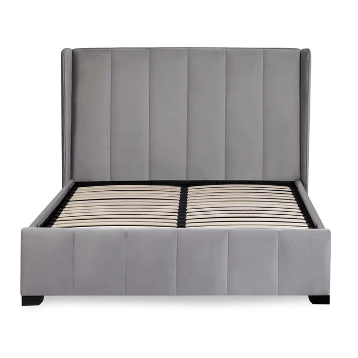 Katie Grey Velvet Upholstered 150cm Kingsize Bed