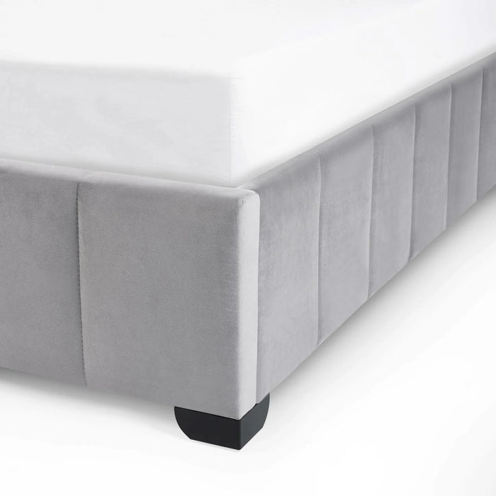Katie Grey Velvet Upholstered 150cm Kingsize Bed