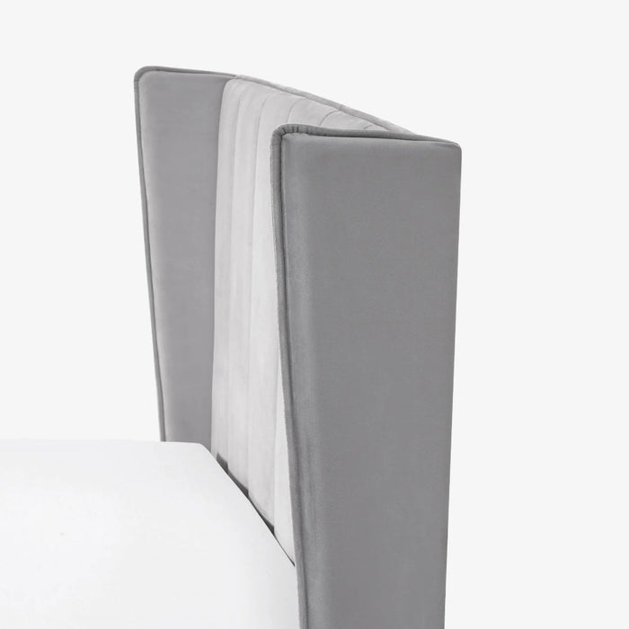 Katie Grey Velvet Upholstered 150cm Kingsize Ottoman Storage Bed