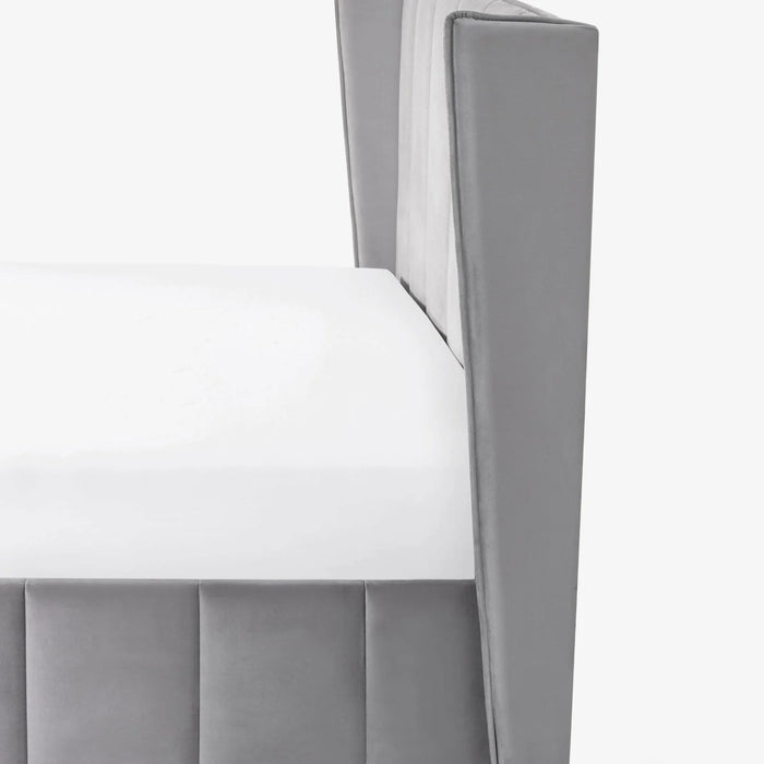 Katie Grey Velvet Upholstered 135cm Double Ottoman Storage Bed