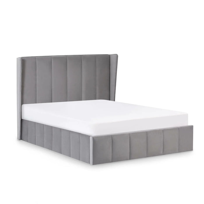 Katie Grey Velvet Upholstered 135cm Double Ottoman Storage Bed