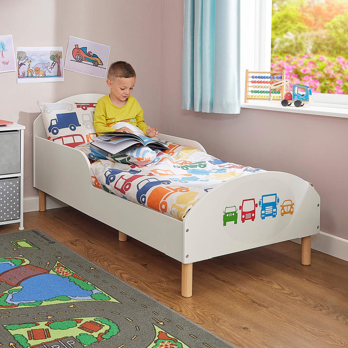 Kids White Toddler Bed - Transport