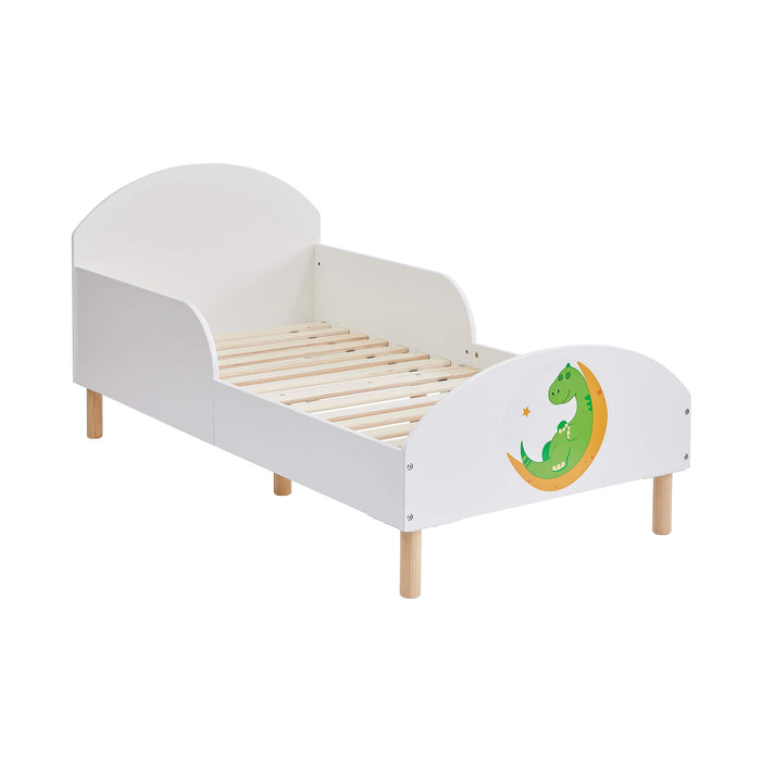 Kids White Toddler Bed - Dinosaur