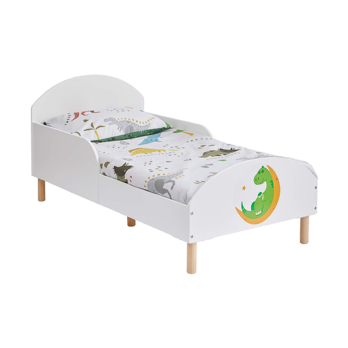 Kids White Toddler Bed - Dinosaur