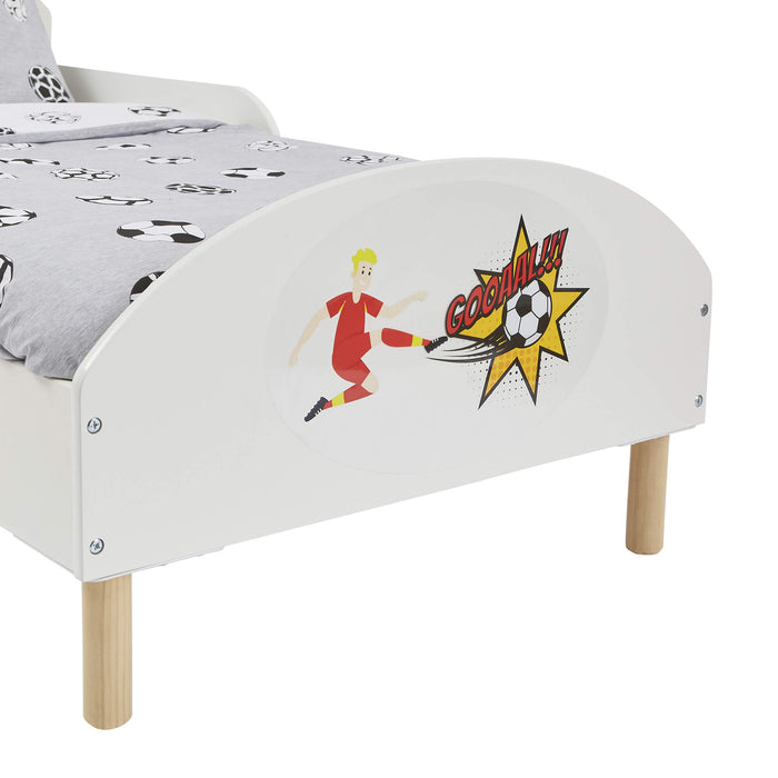 Kids White Toddler Bed - Football