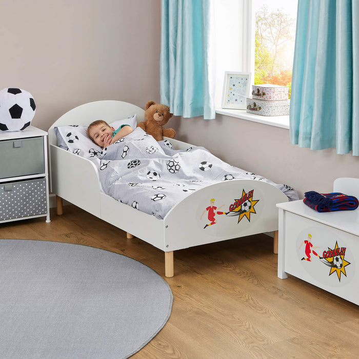 Kids White Toddler Bed - Football