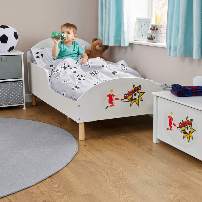 Kids White Toddler Bed - Football