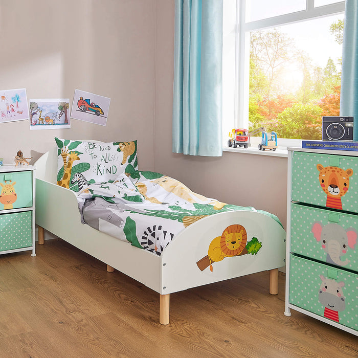 Kids White Toddler Bed - Jungle