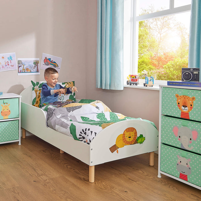 Kids White Toddler Bed - Jungle