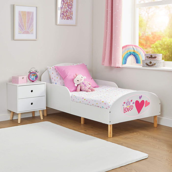 Kids White Toddler Bed - You Are Loved