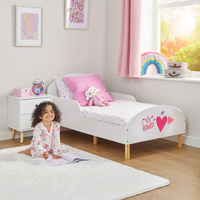 Kids White Toddler Bed - You Are Loved