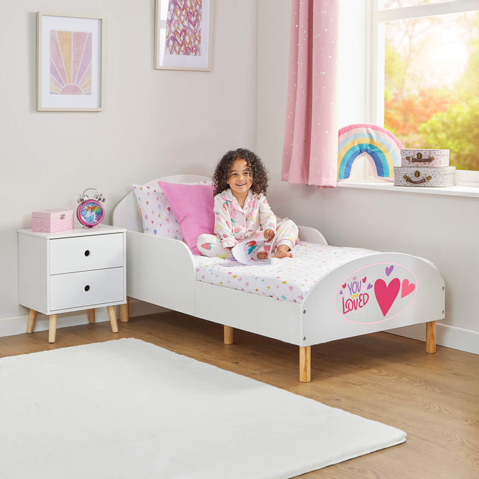 Kids White Toddler Bed - You Are Loved