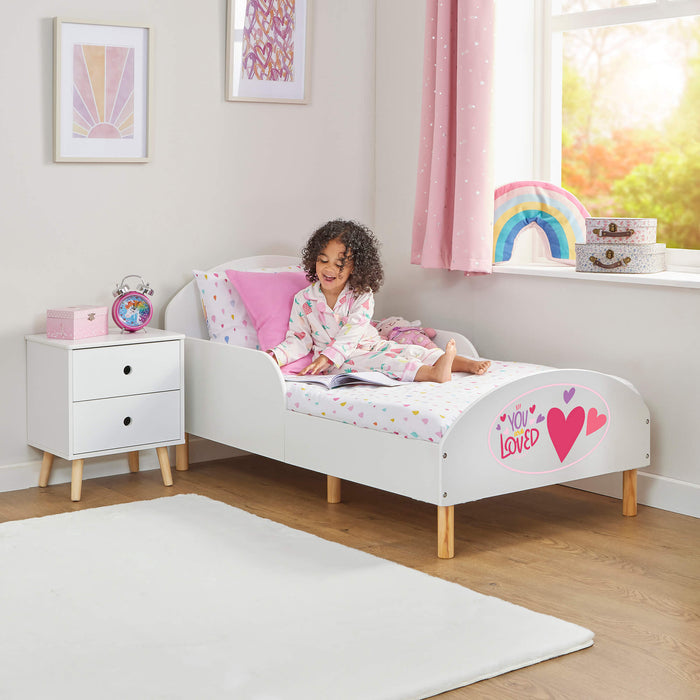 Kids White Toddler Bed - You Are Loved