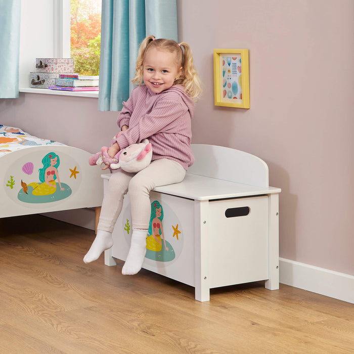 Kids Wooden Mermaid Toy Box