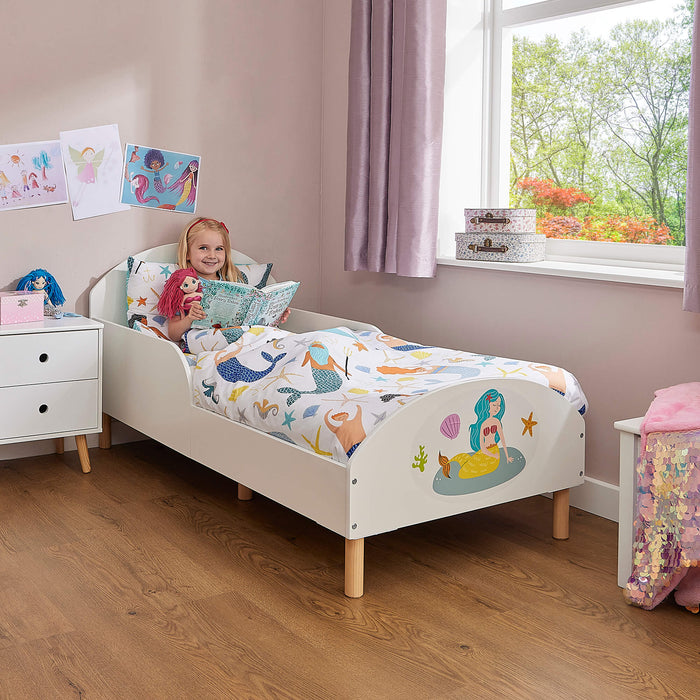 Kids White Toddler Bed - Mermaid
