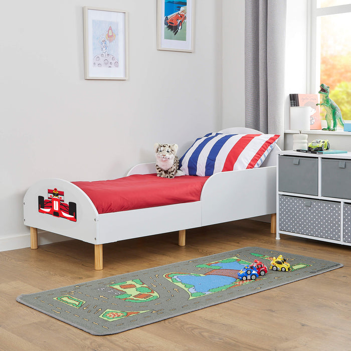 Kids White Toddler Bed - Formula 1