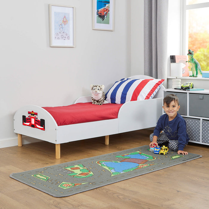 Kids White Toddler Bed - Formula 1