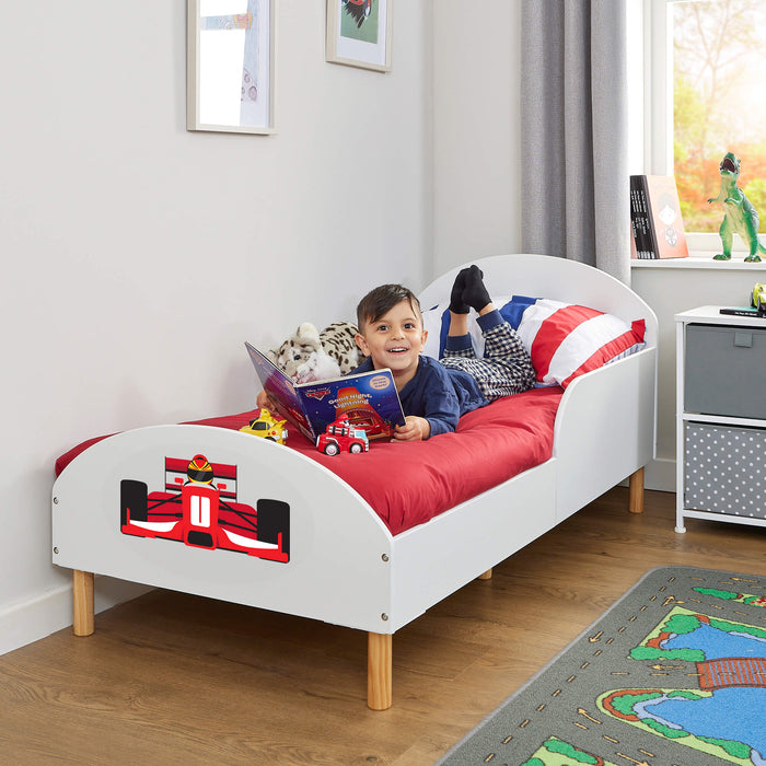 Kids White Toddler Bed - Formula 1