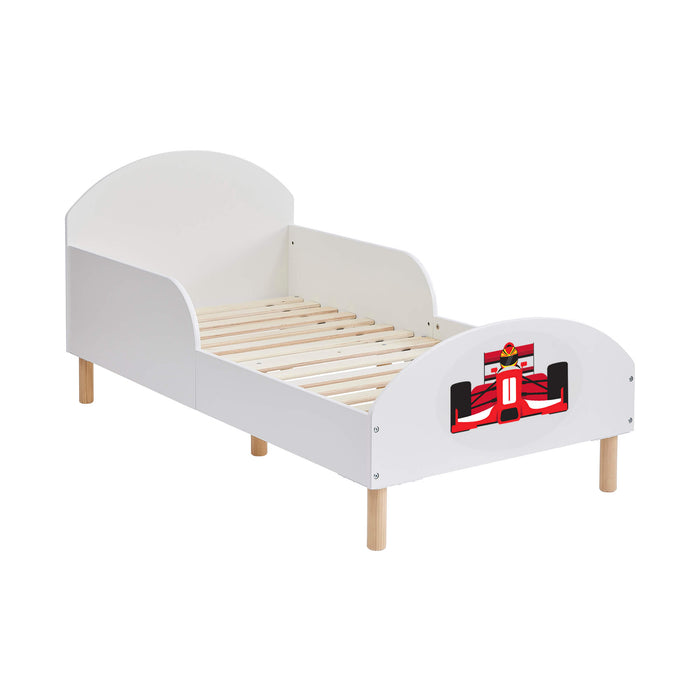 Kids White Toddler Bed - Formula 1