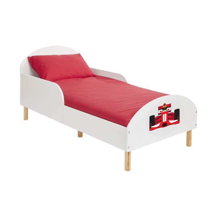 Kids White Toddler Bed - Formula 1