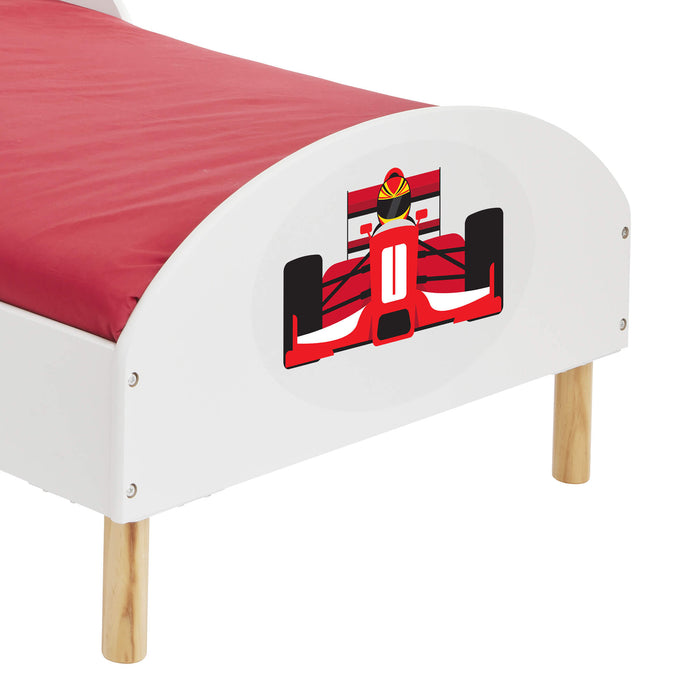 Kids White Toddler Bed - Formula 1