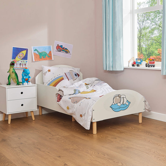 Kids White Toddler Bed - Spaceman