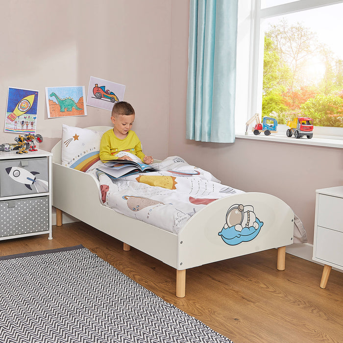 Kids White Toddler Bed - Spaceman