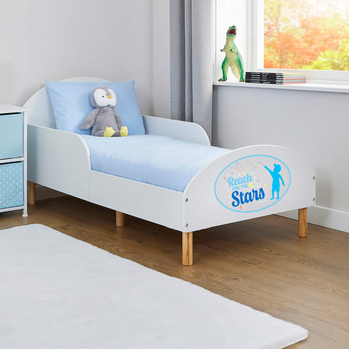 Kids White Toddler Bed - Reach For The Stars