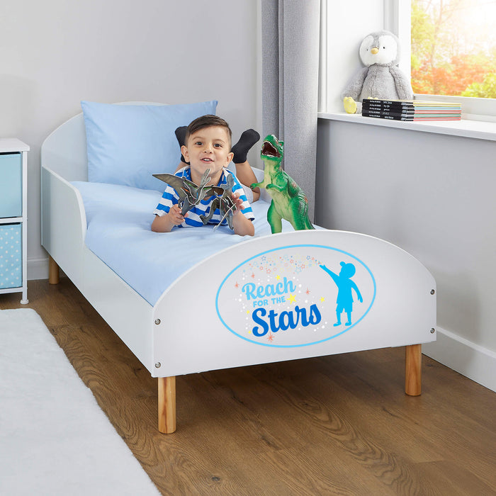Kids White Toddler Bed - Reach For The Stars