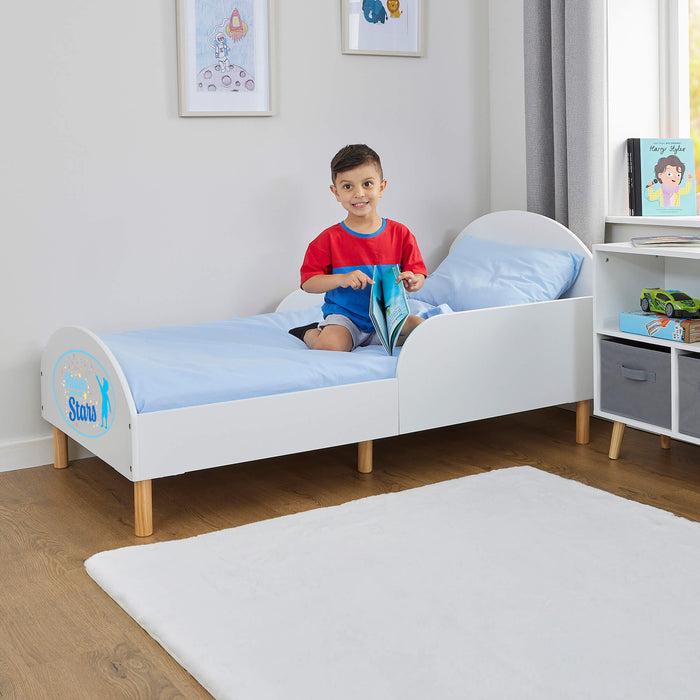 Kids White Toddler Bed - Reach For The Stars