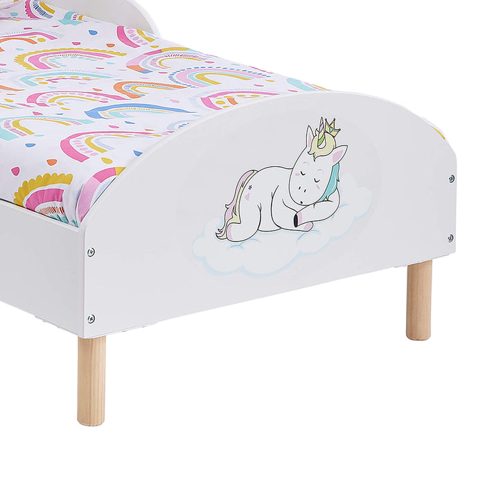 Kids White Toddler Bed - Unicorn