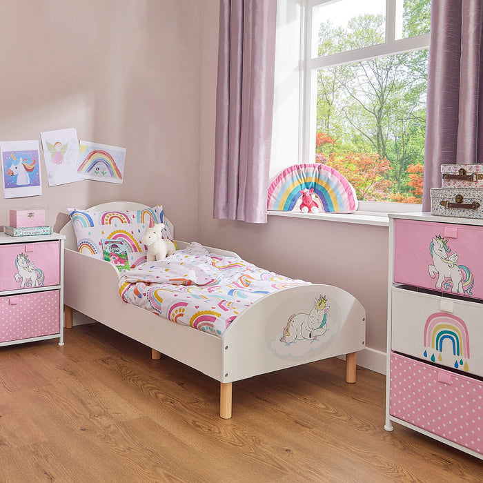 Kids White Toddler Bed - Unicorn