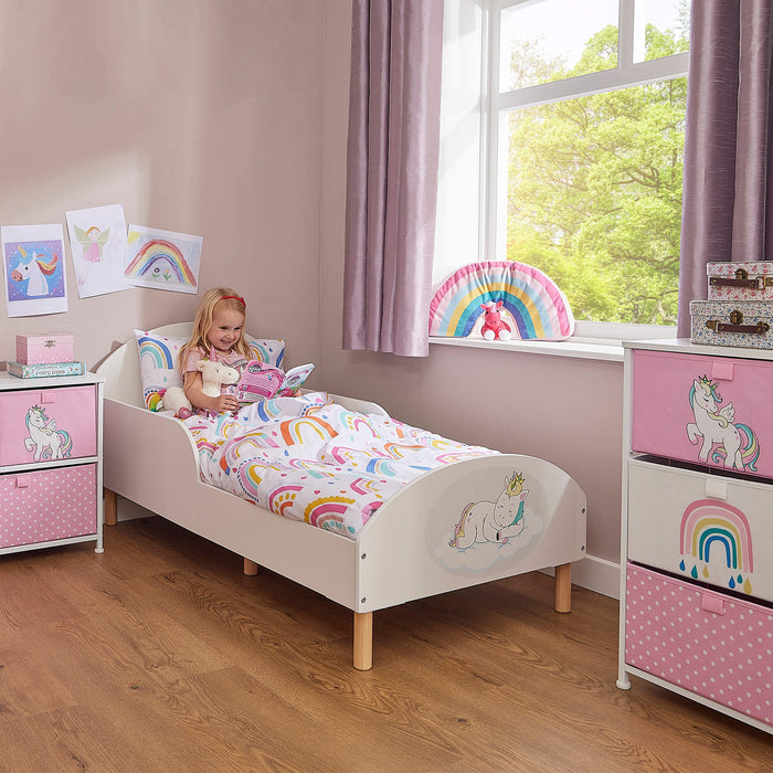 Kids White Toddler Bed - Unicorn