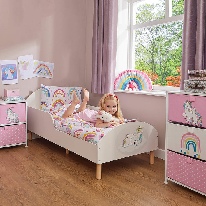 Kids White Toddler Bed - Unicorn