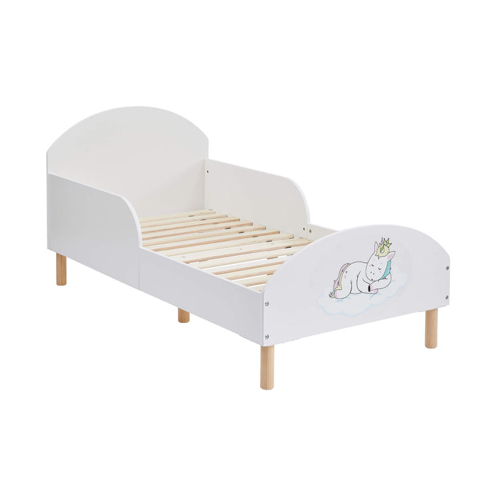 Kids White Toddler Bed - Unicorn