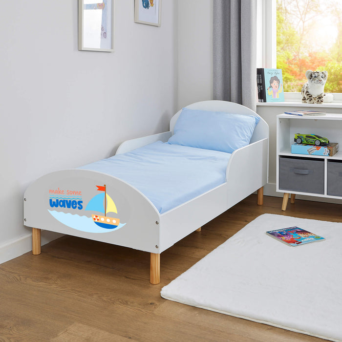Kids White Toddler Bed - Make Some Waves