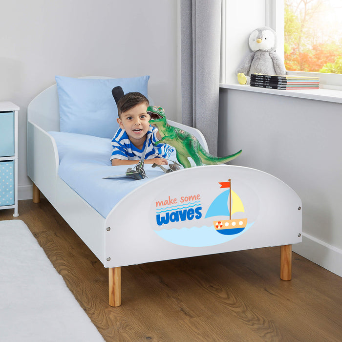 Kids White Toddler Bed - Make Some Waves