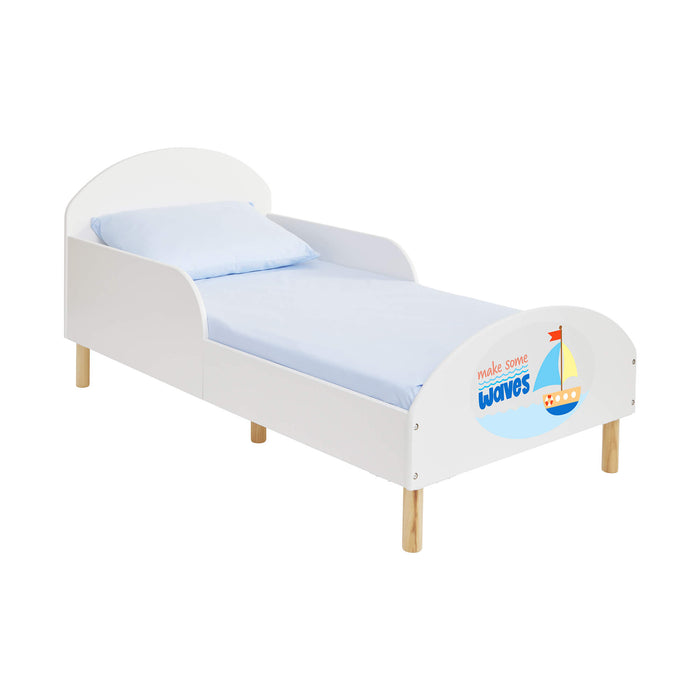 Kids White Toddler Bed - Make Some Waves