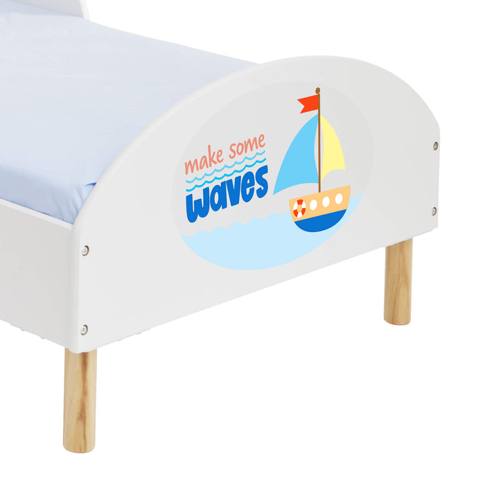 Kids White Toddler Bed - Make Some Waves