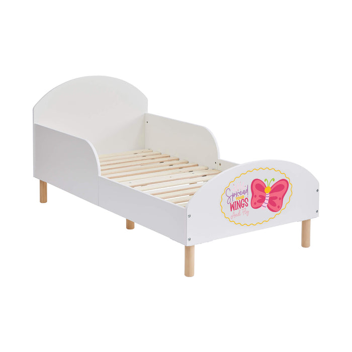 Kids White Toddler Bed - Spread Your Wings and Fly