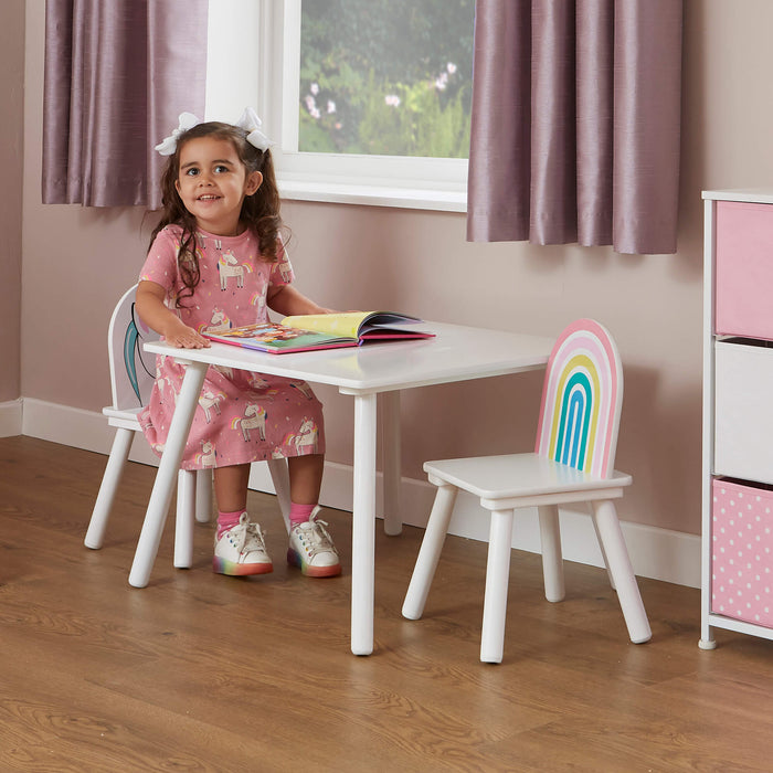 Kids Unicorn Table and Two Chairs Set