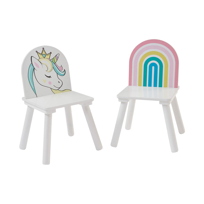 Kids Unicorn Table and Two Chairs Set
