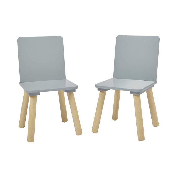 Kids Grey and Pinewood Table and Two Chairs Set
