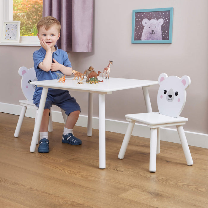 Kids Bear Table and Two Chairs Set