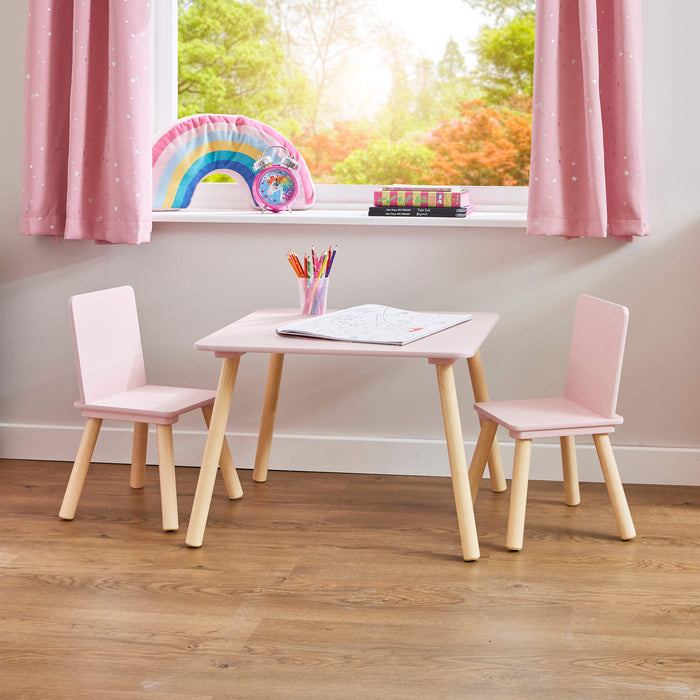 Kids Pink Table and Two Chairs Set